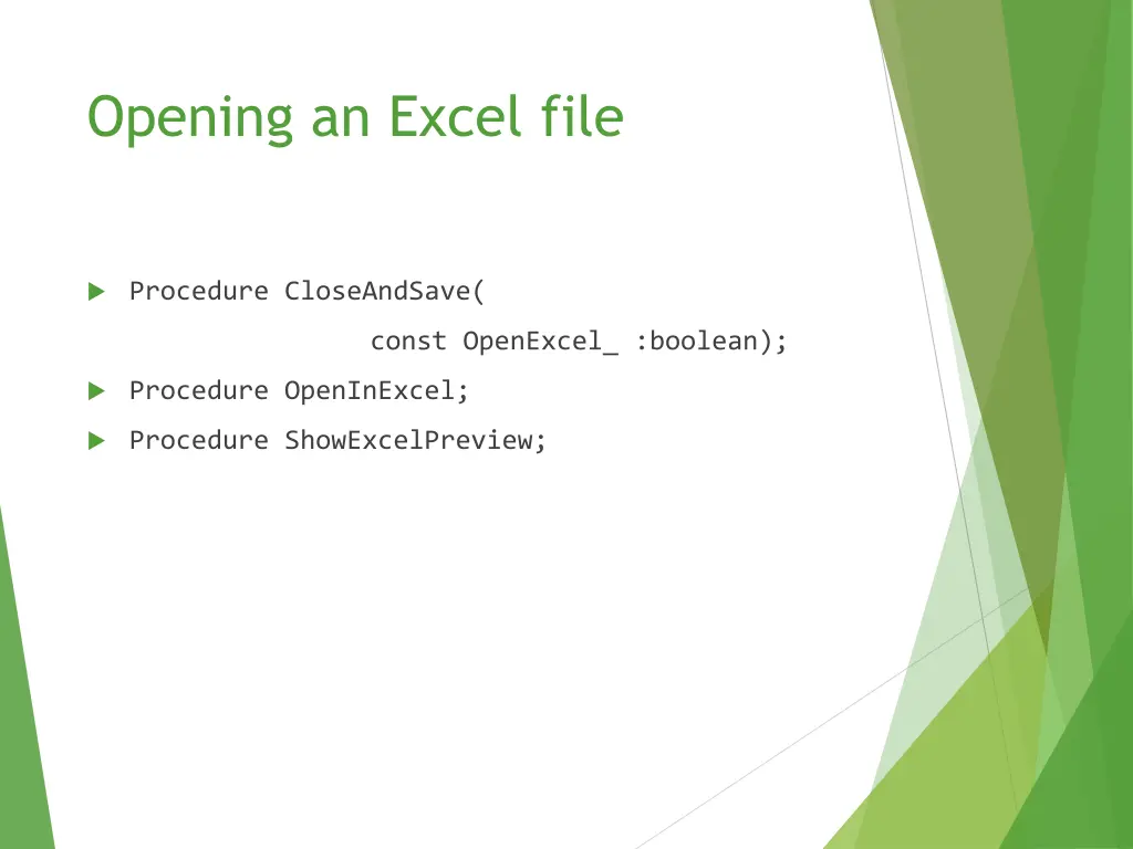 opening an excel file