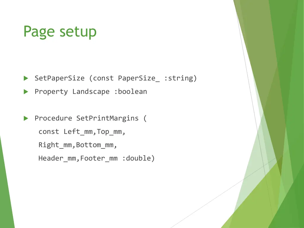 page setup