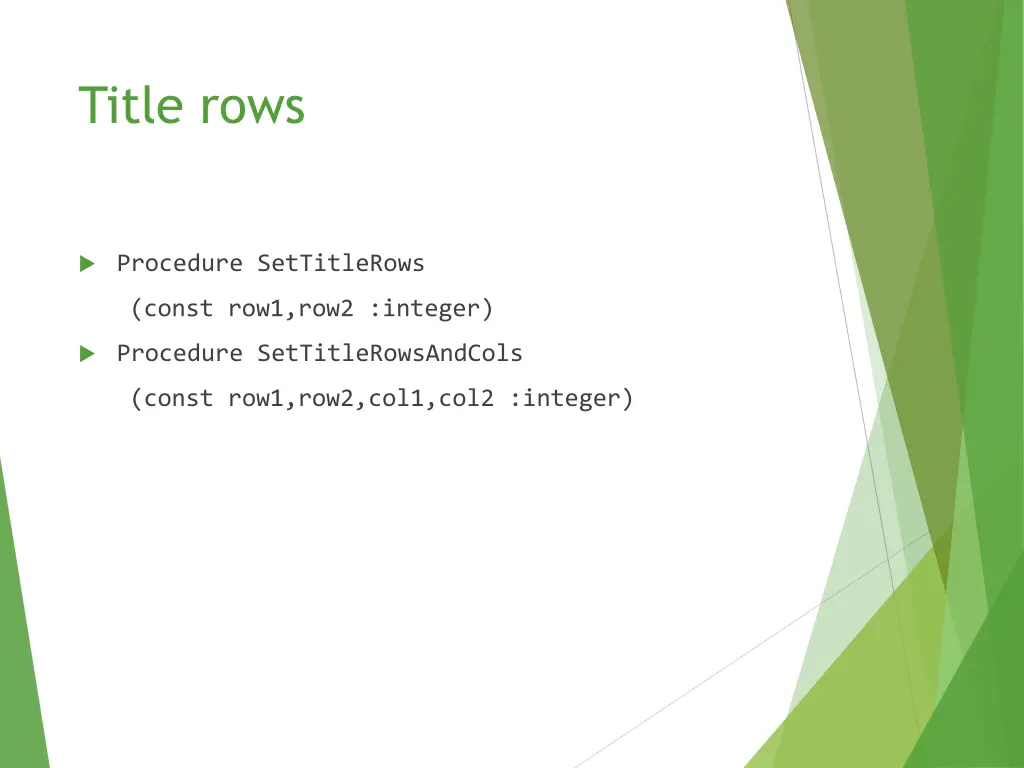 title rows