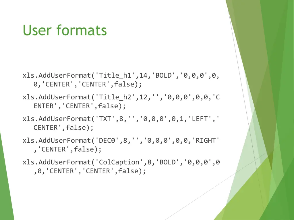 user formats 1