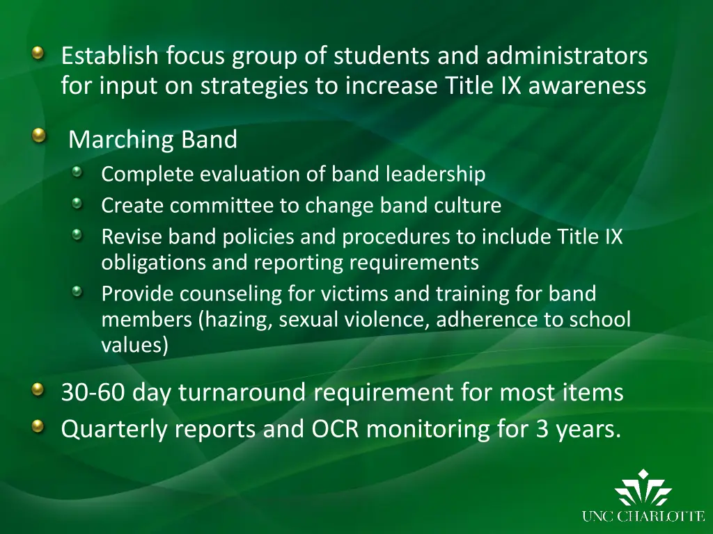 establish focus group of students
