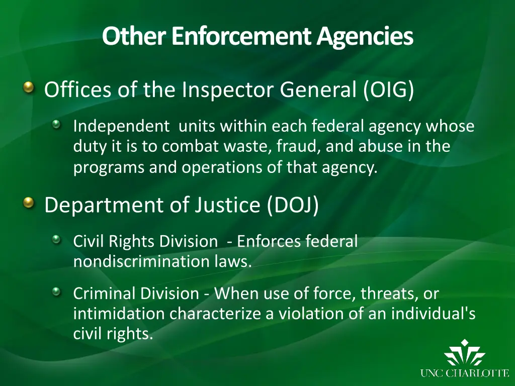 other enforcement agencies