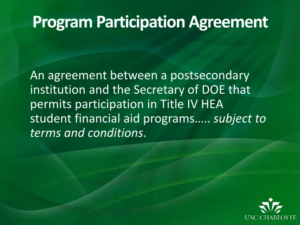 program participation agreement