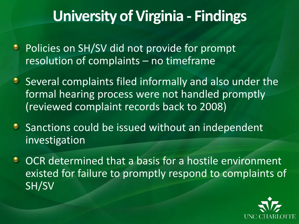 university of virginia findings