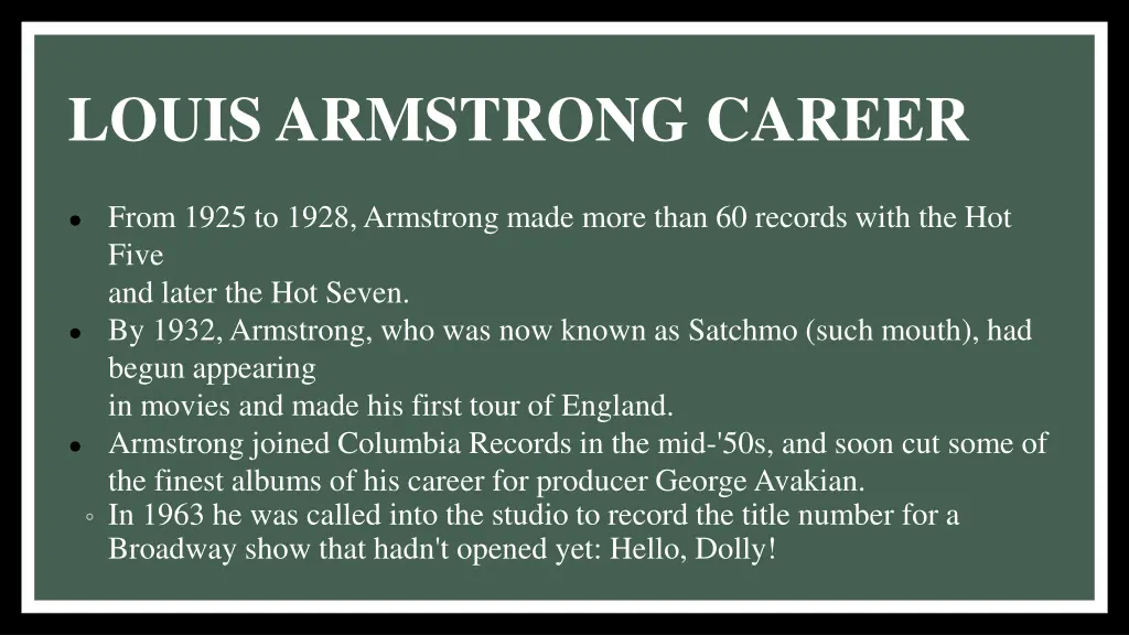 louis armstrong career 1