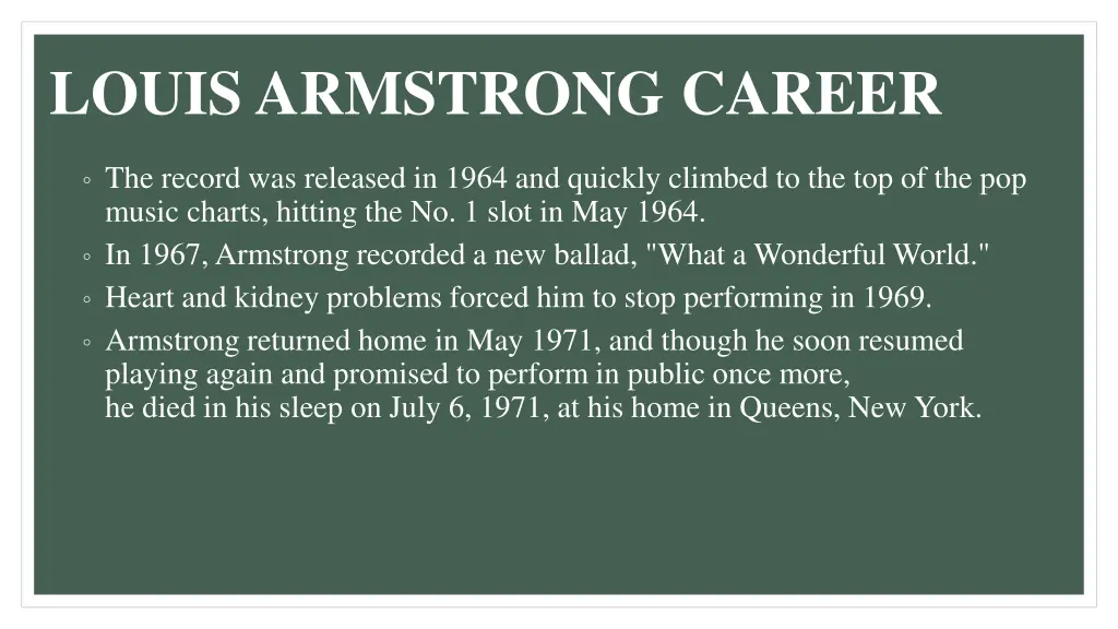 louis armstrong career 2