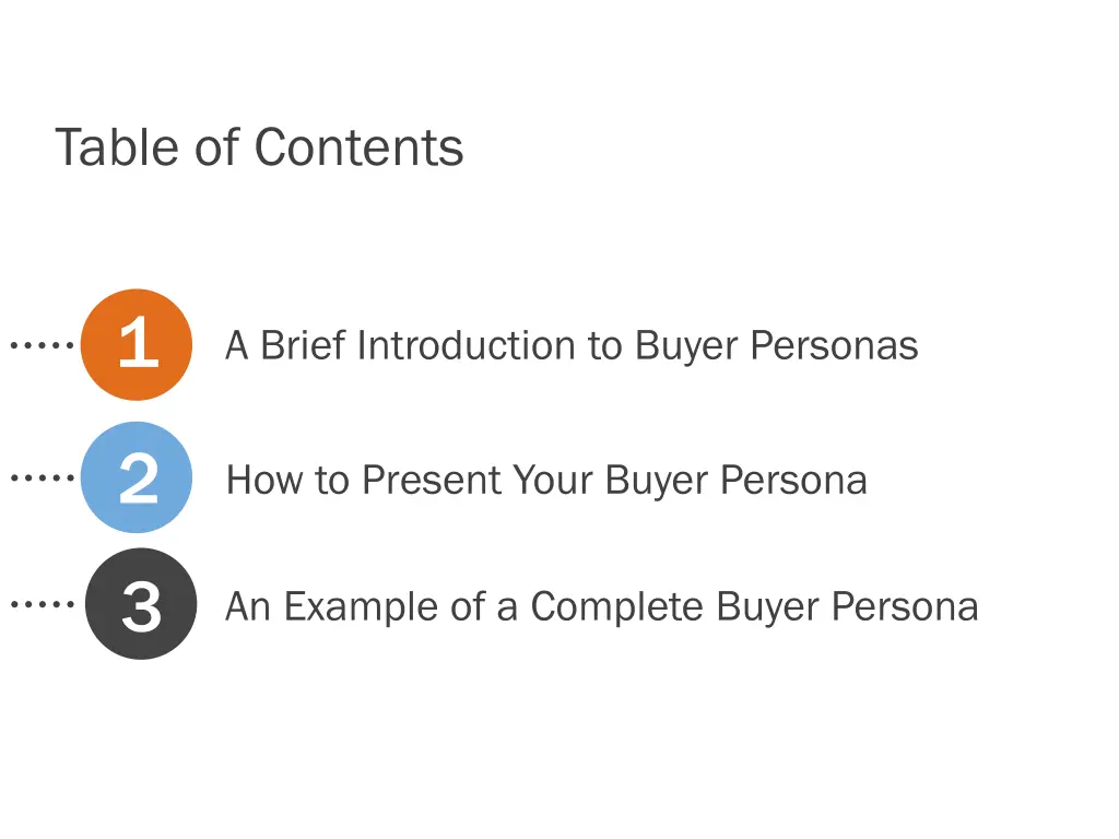 table of contents