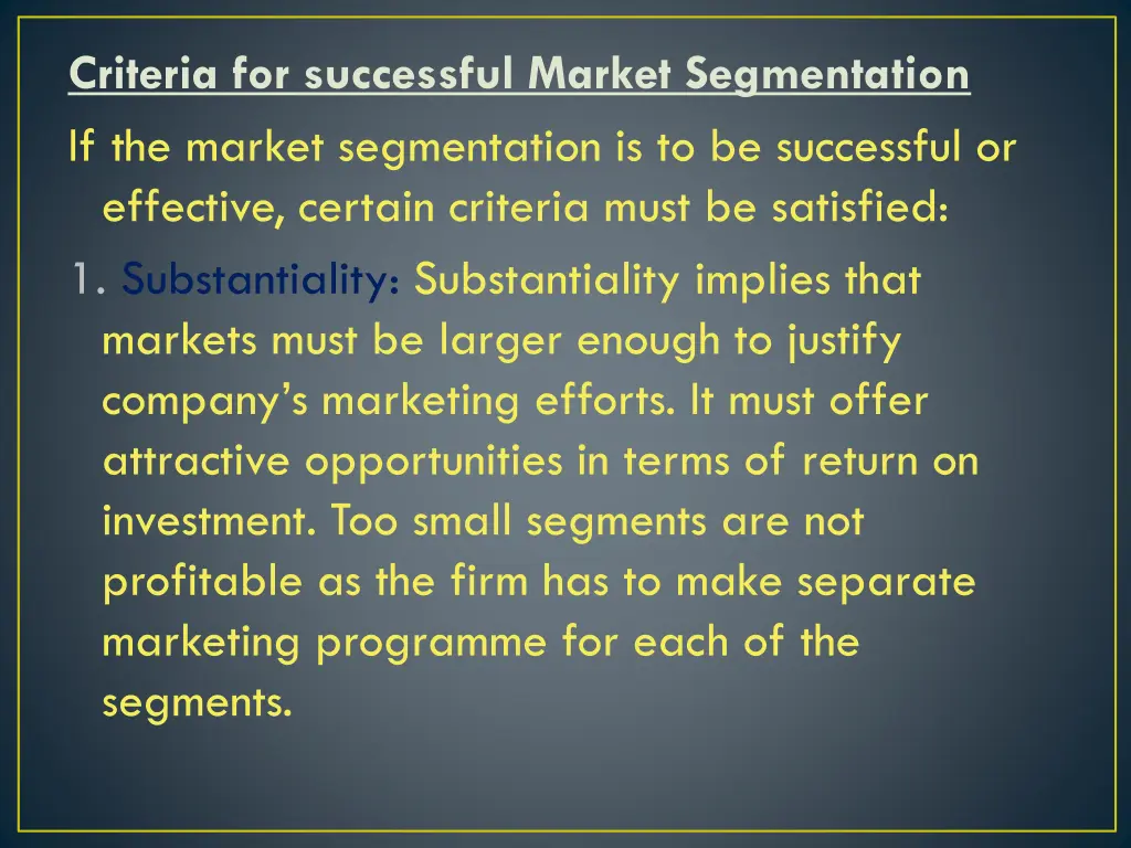 criteria for successful market segmentation