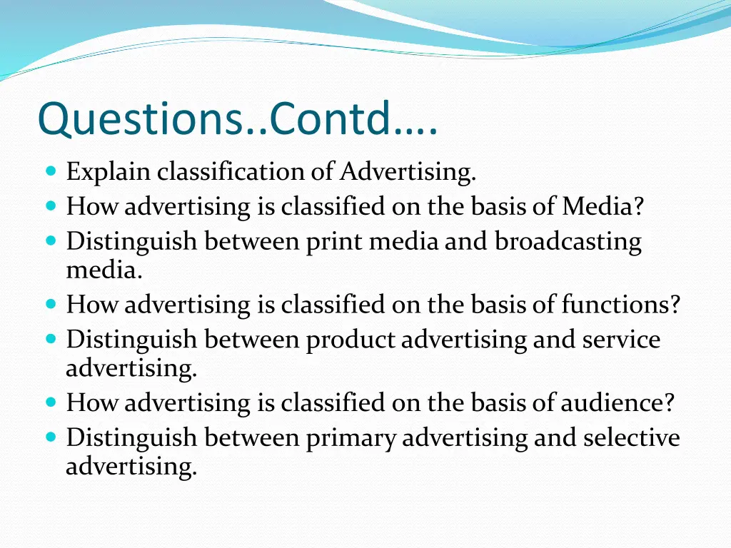 questions contd explain classification