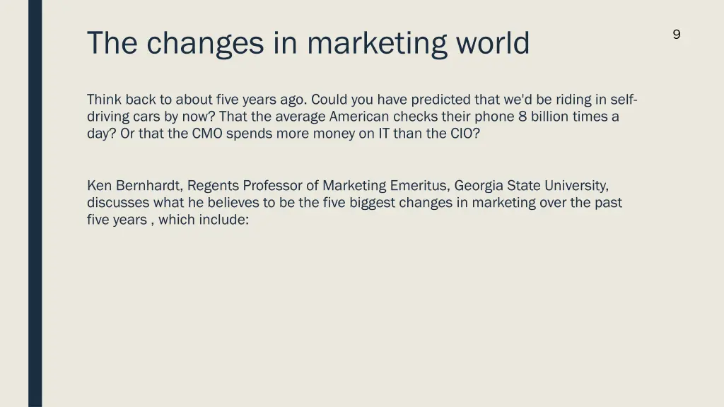 the changes in marketing world