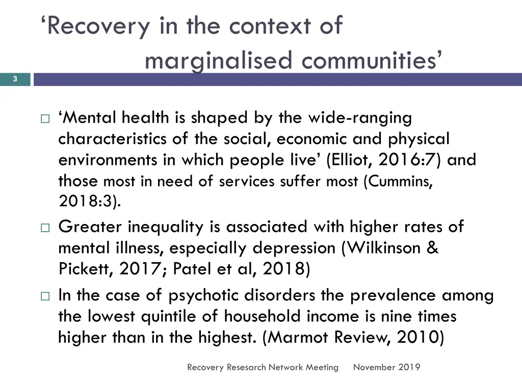 recovery in the context of marginalised