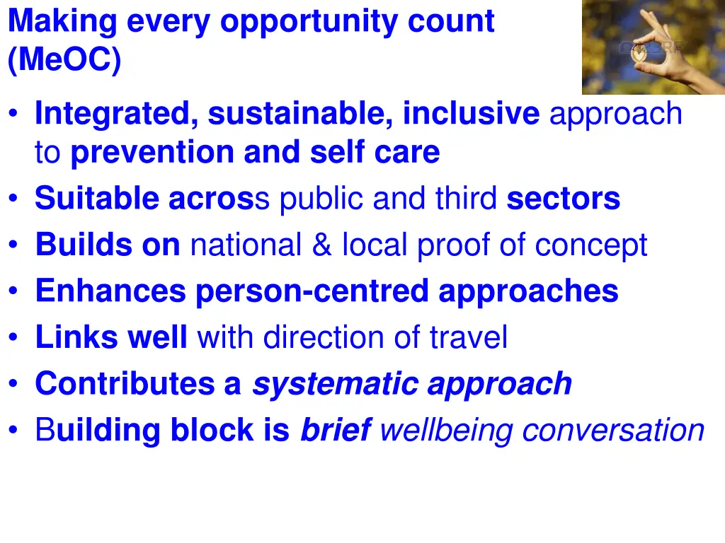 making every opportunity count meoc integrated