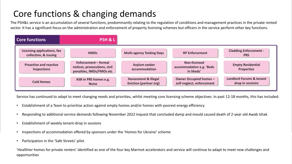 core functions changing demands