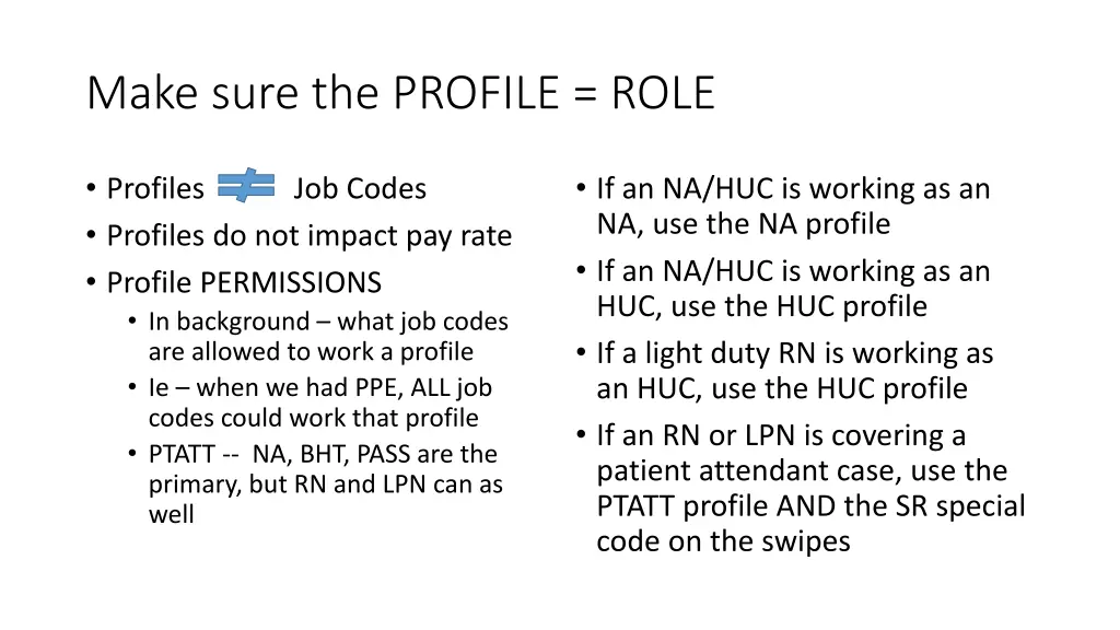 make sure the profile role