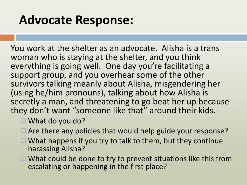 advocate response