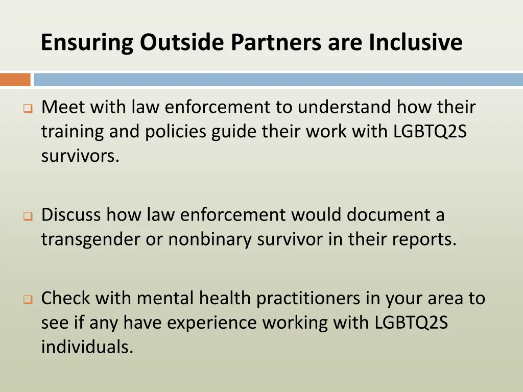 ensuring outside partners are inclusive