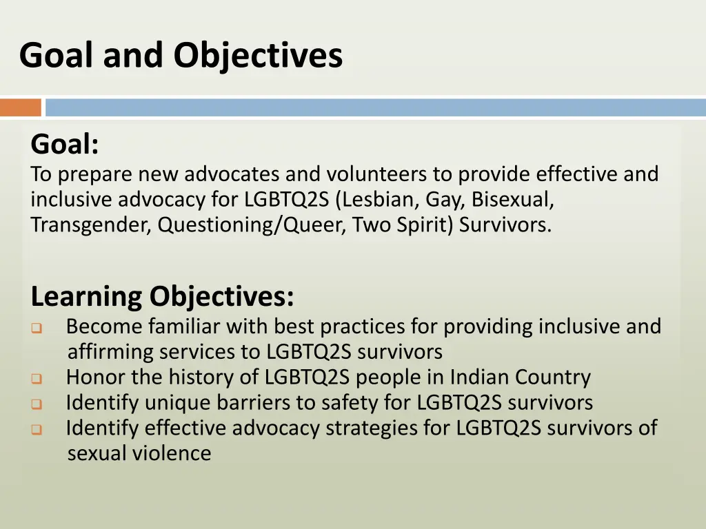 goal and objectives