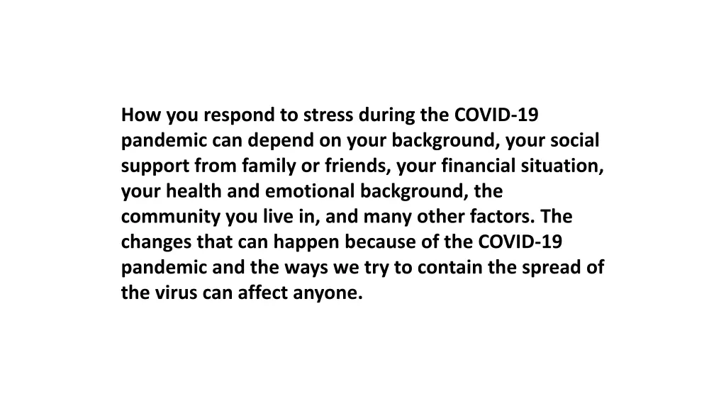 how you respond to stress during the covid