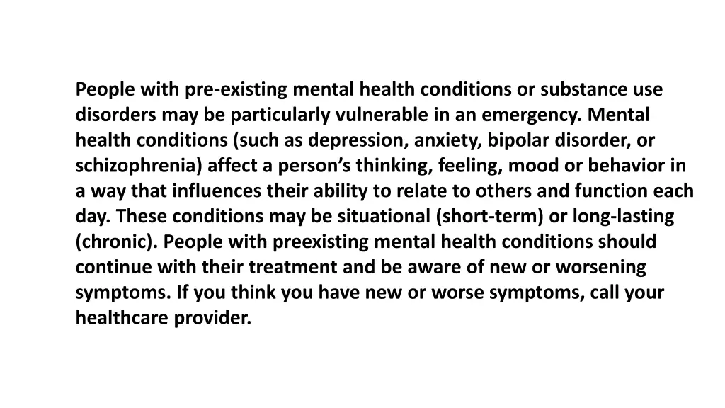 people with pre existing mental health conditions