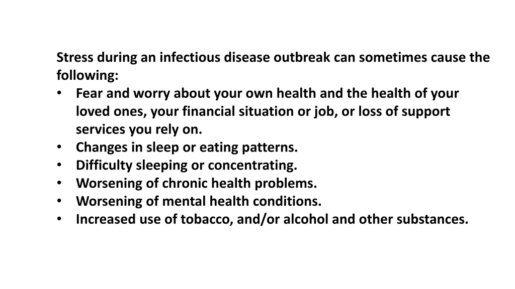 stress during an infectious disease outbreak