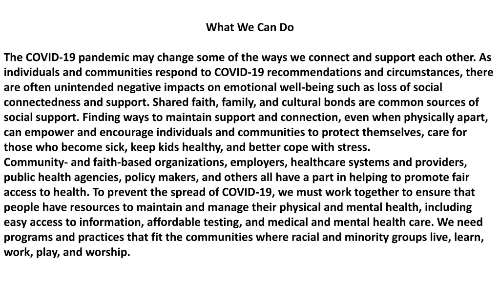 what we can do