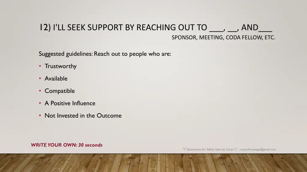 12 i ll seek support by reaching out to and