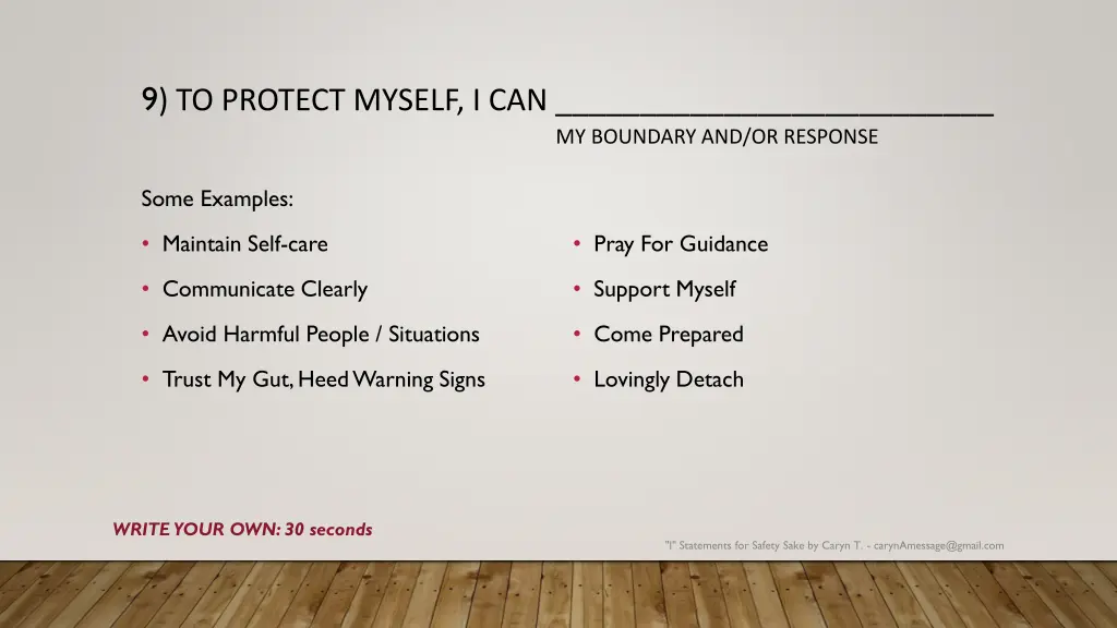 9 to protect myself i can