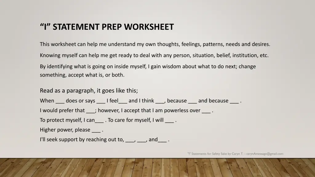 i statement prep worksheet 1