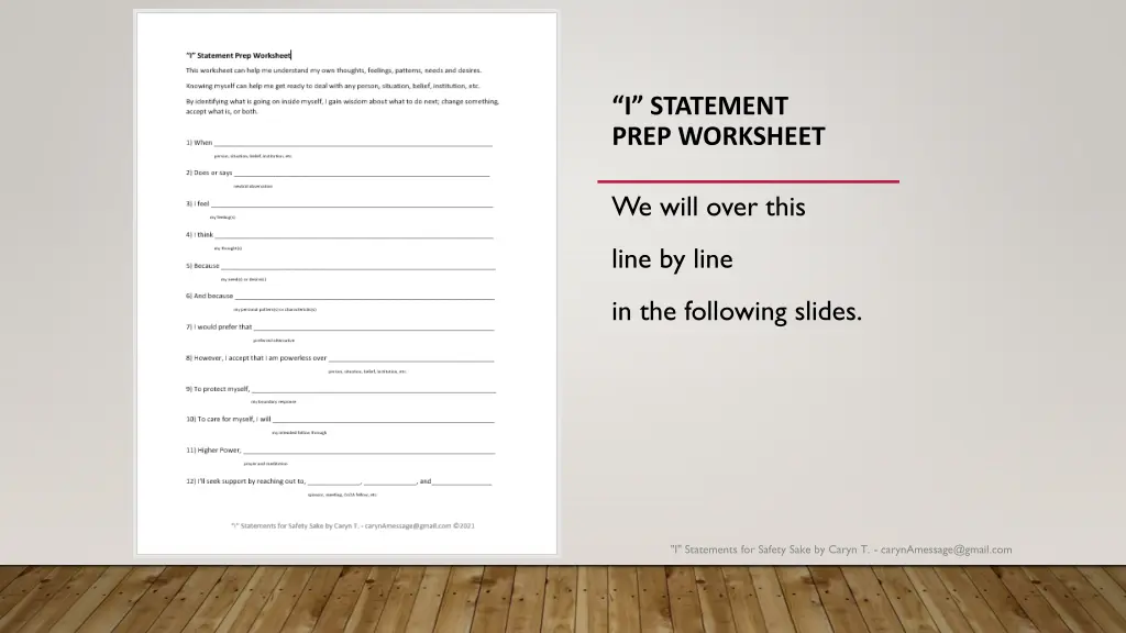 i statement prep worksheet