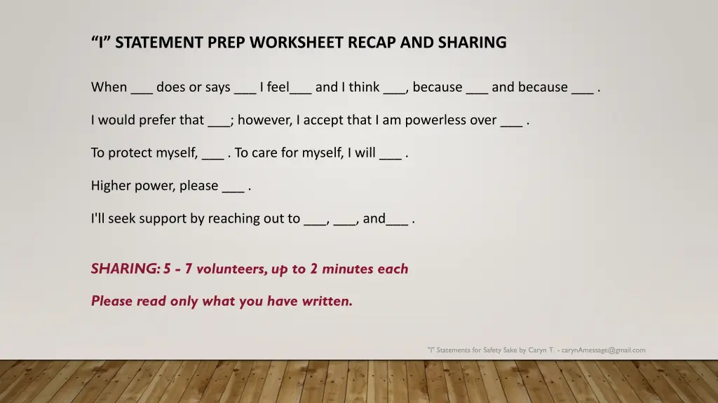 i statement prep worksheet recap and sharing