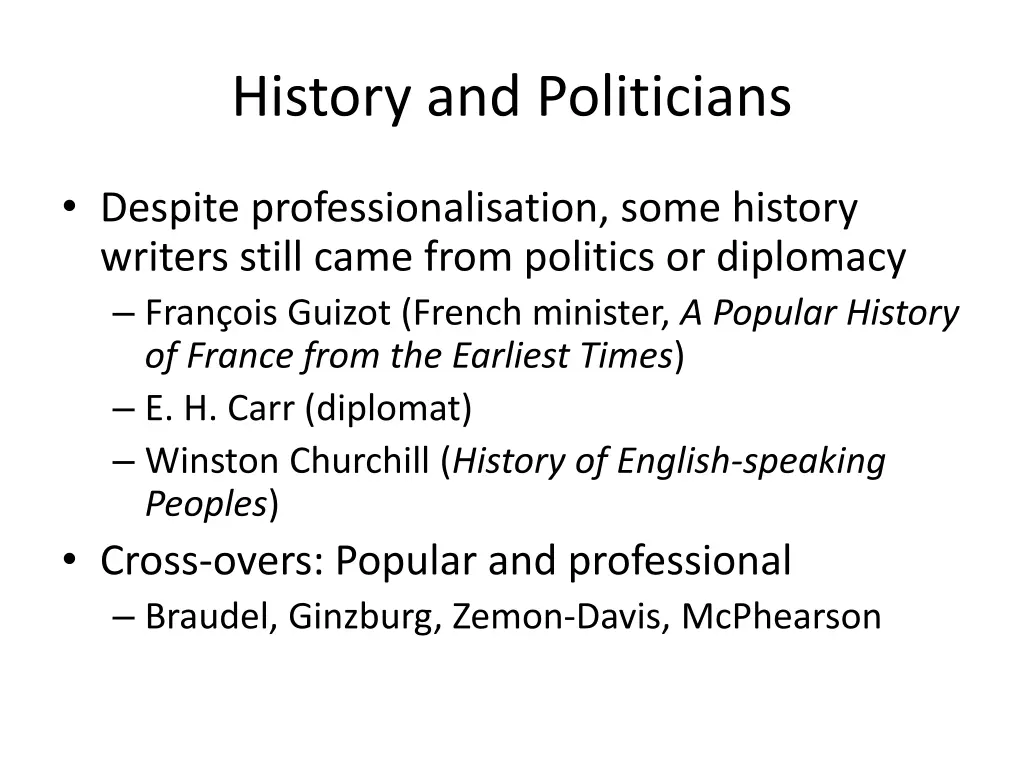 history and politicians