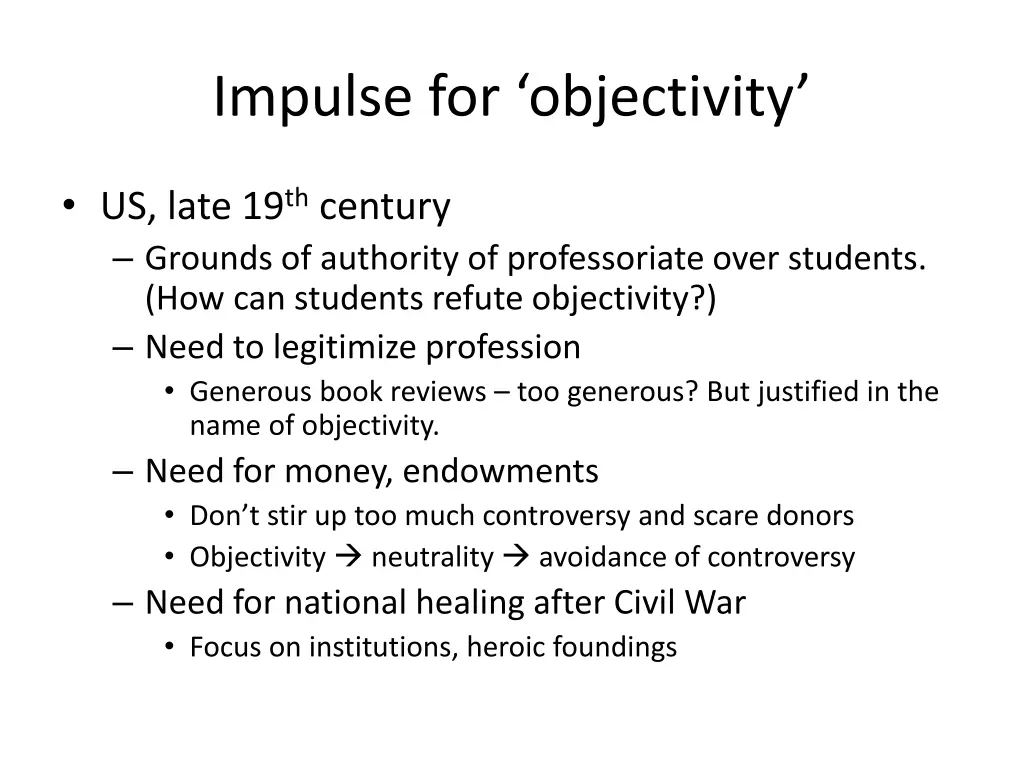 impulse for objectivity