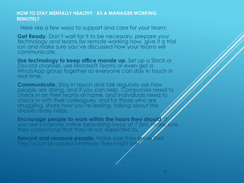 how to stay mentally healthy as a manager working