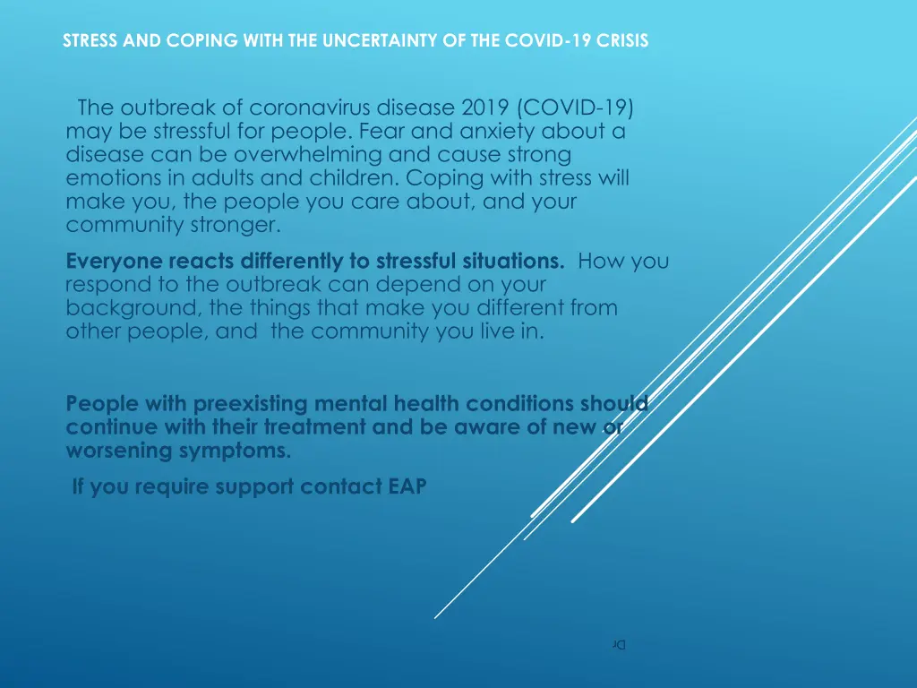 stress and coping with the uncertainty