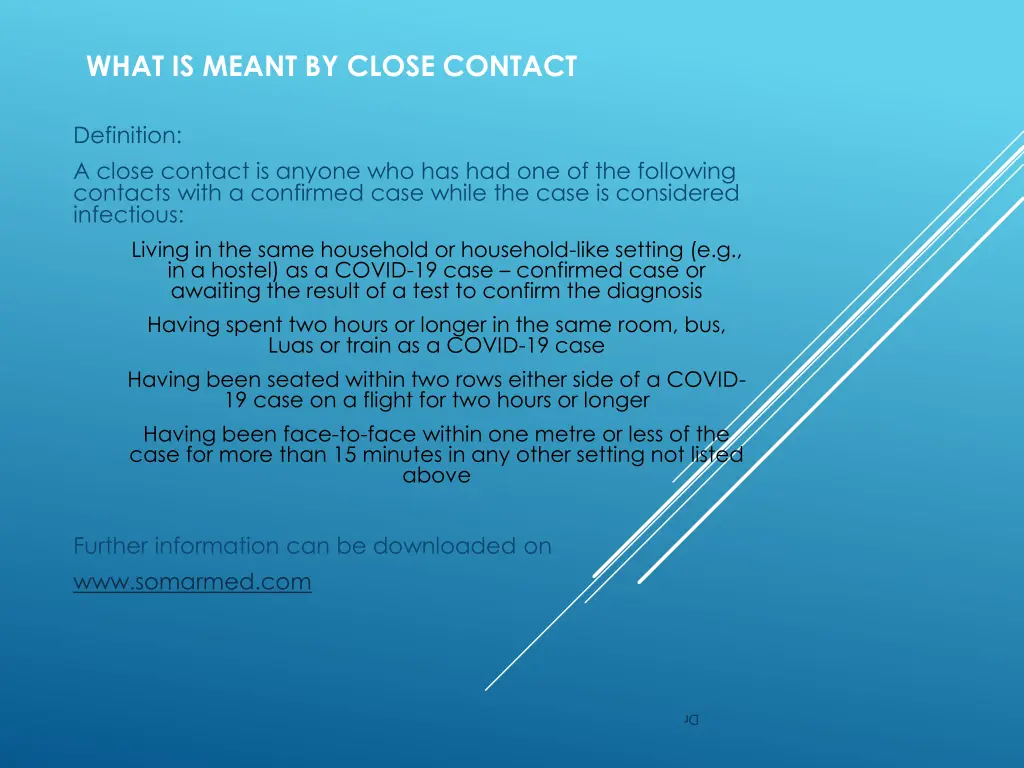 what is meant by close contact