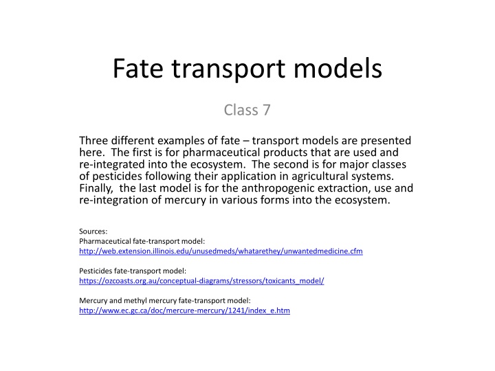 fate transport models
