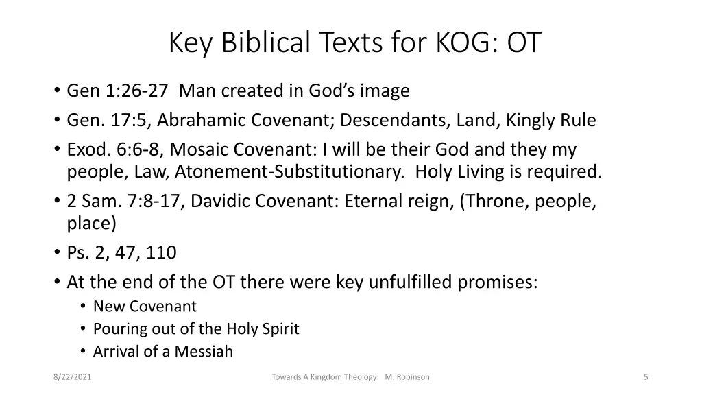 key biblical texts for kog ot