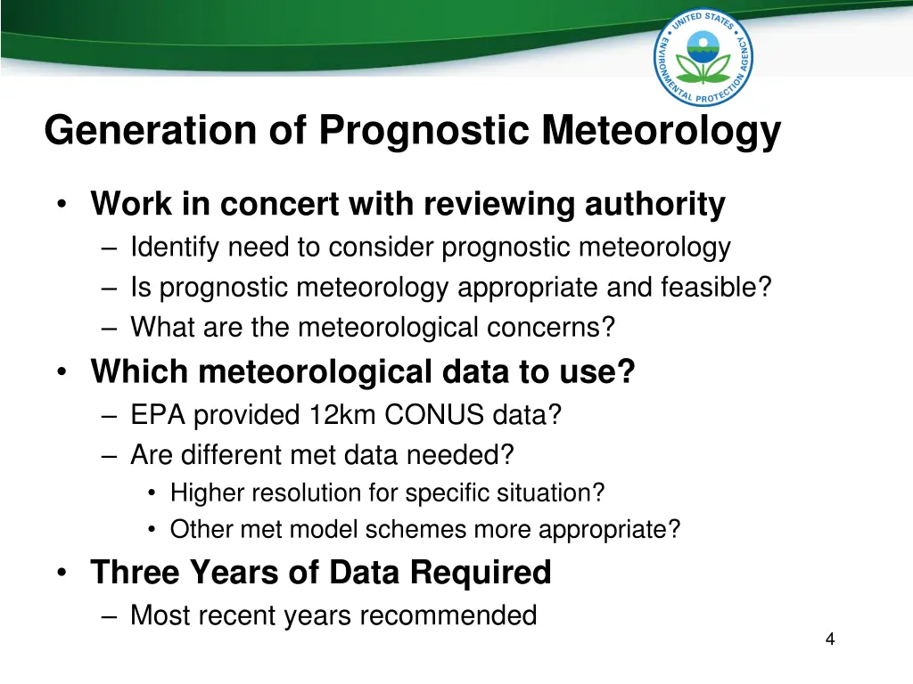 generation of prognostic meteorology