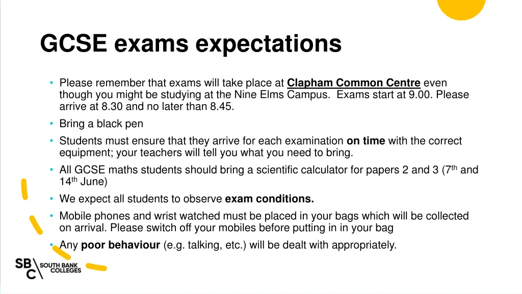 gcse exams expectations