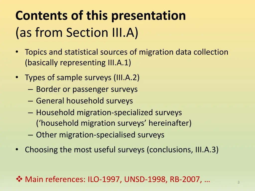 contents of this presentation as from section