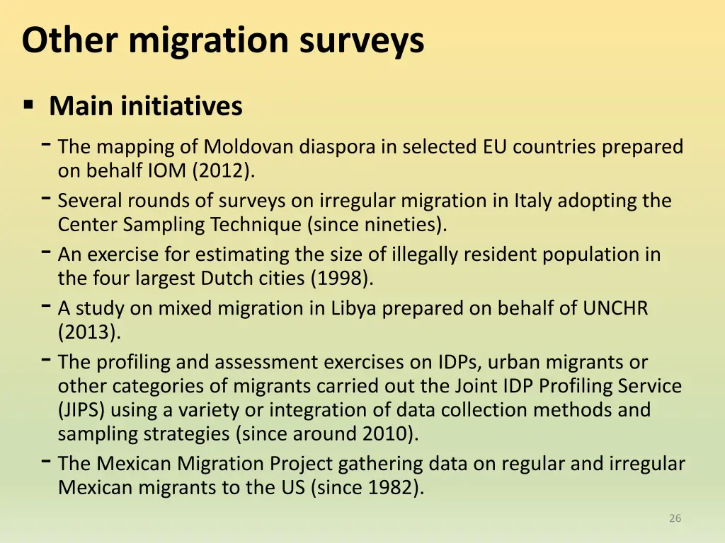 other migration surveys 3