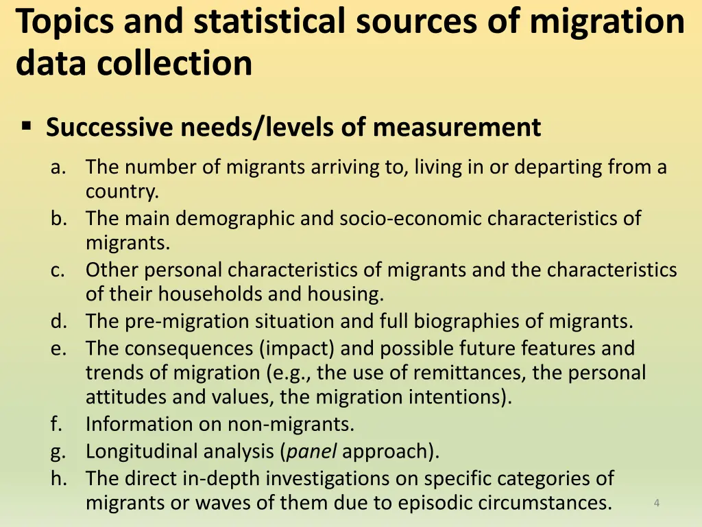 topics and statistical sources of migration data