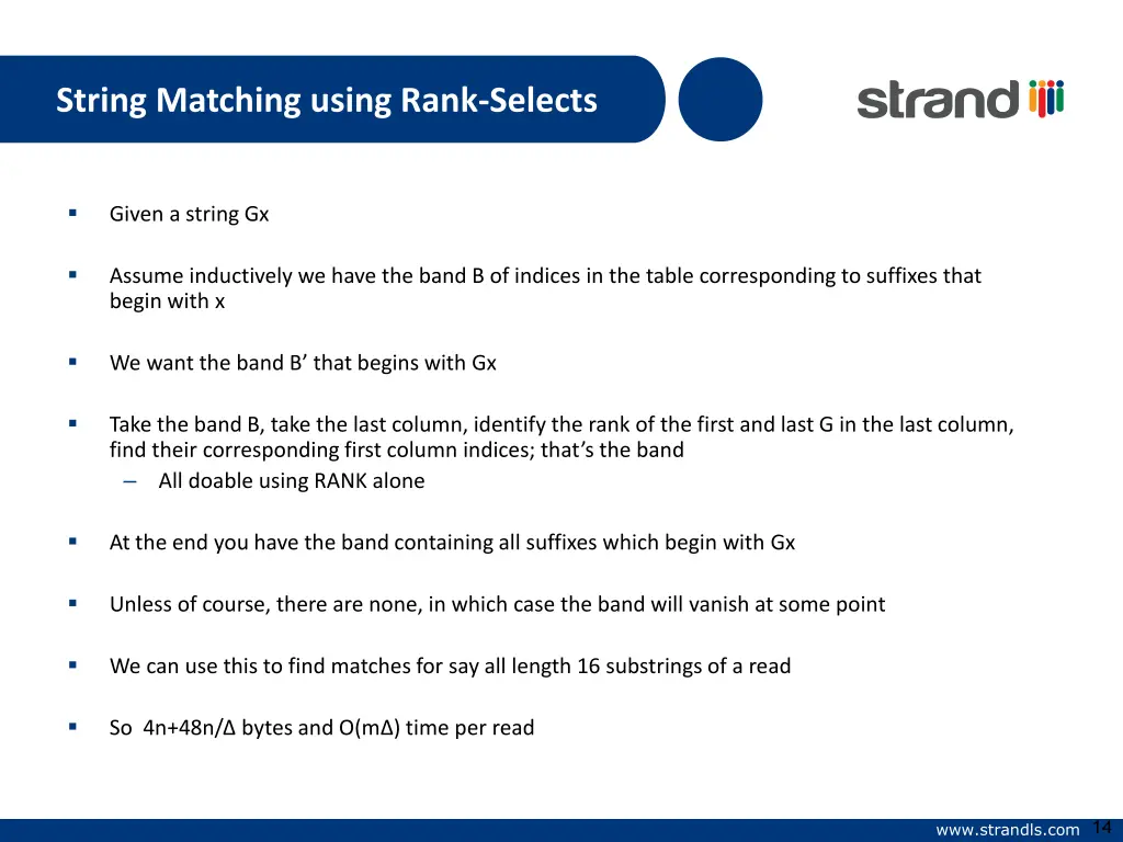 string matching using rank selects