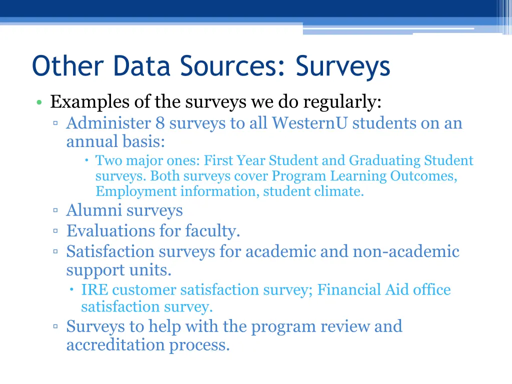 other data sources surveys examples