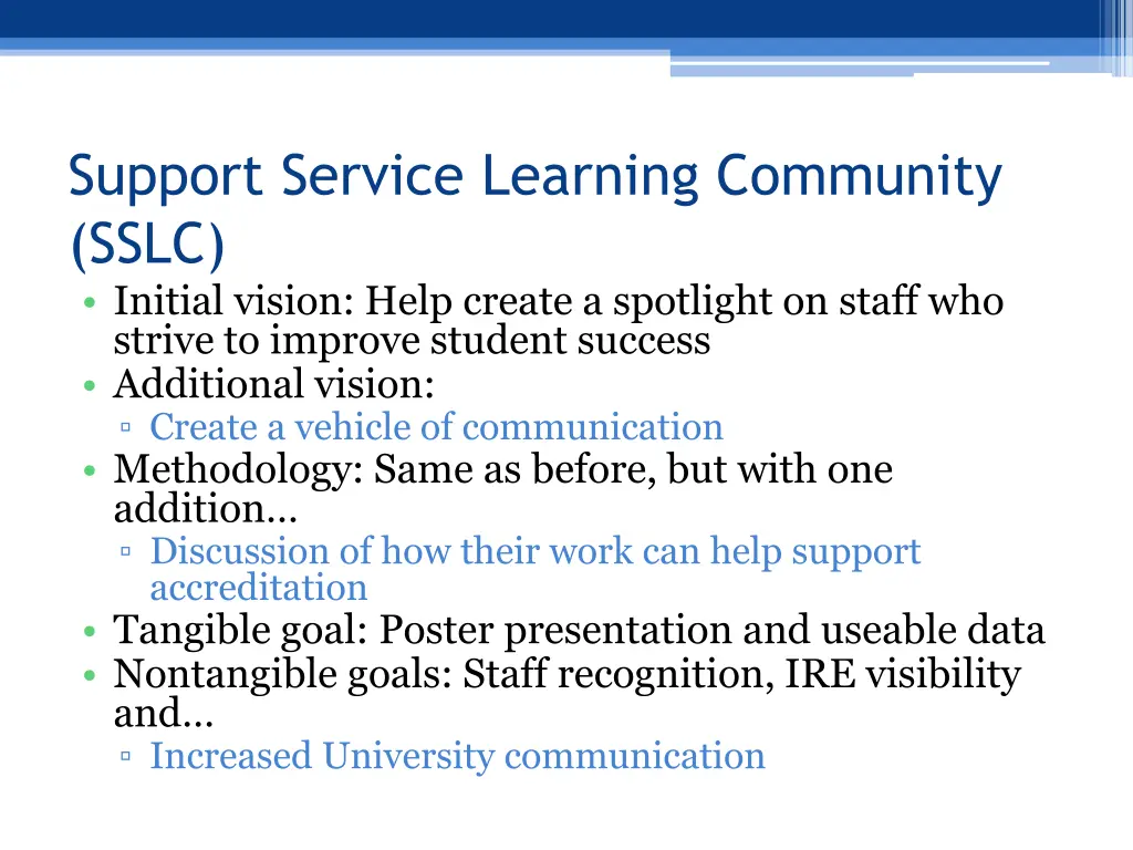 support service learning community sslc initial