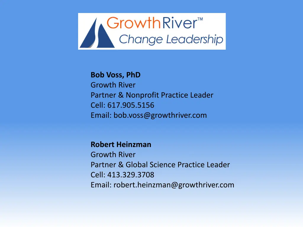 bob voss phd growth river partner nonprofit