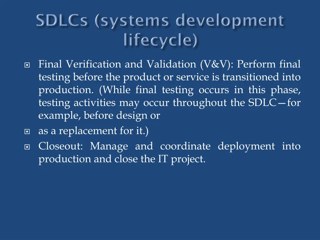 final verification and validation v v perform