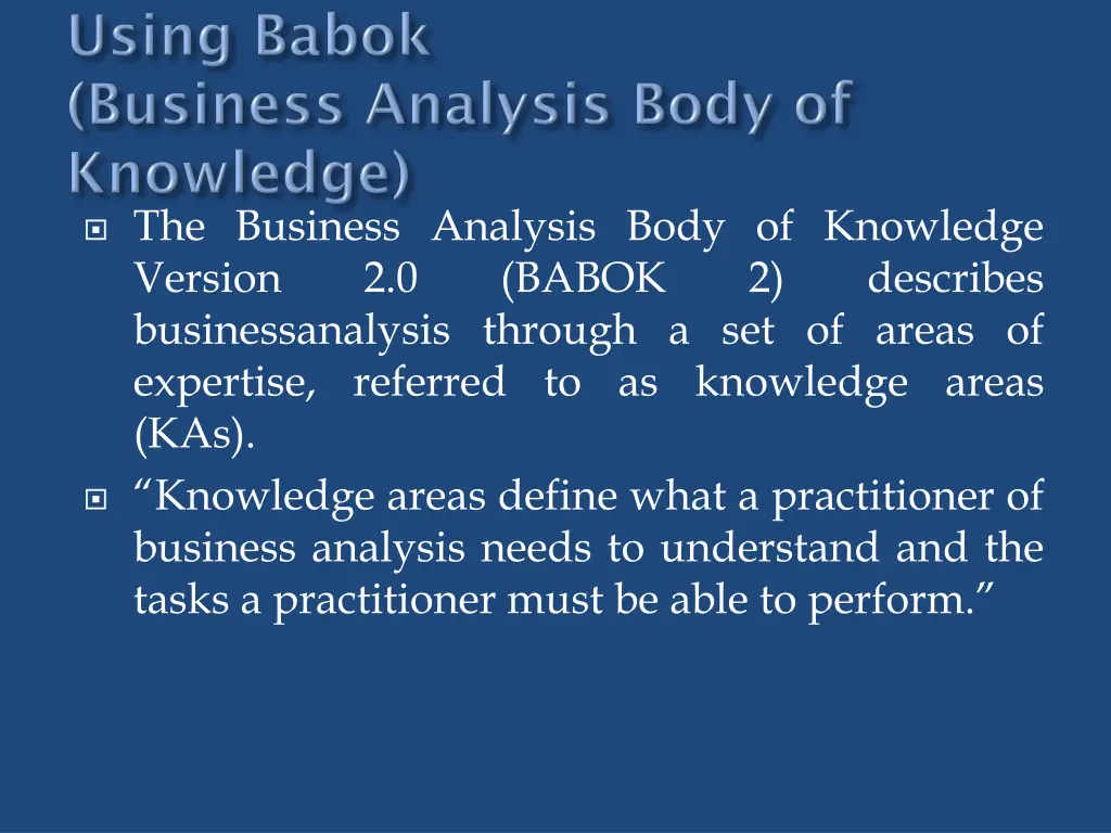 the business analysis body of knowledge version