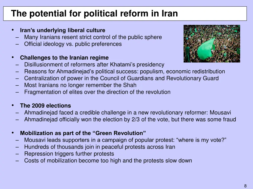 the potential for political reform in iran