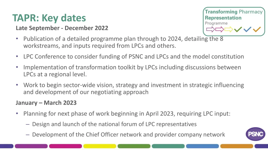 tapr key dates late september december 2022